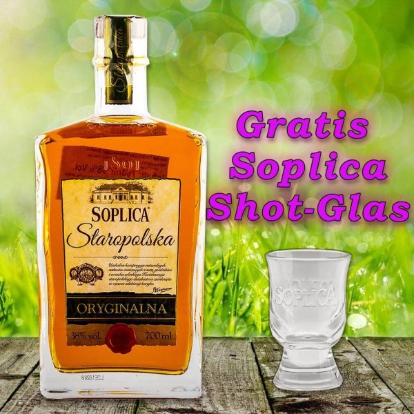 Soplica Staropolska Oryginalna Vodka Walnuss 38% vol. 700ml + Glas Gratis