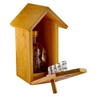 Eichenholz-Vogelhäuschen mit Oak Wodka 40% Vol. 700ml + 4 Pinnchen