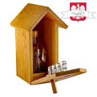 Eichenholz-Vogelhäuschen mit Oak Wodka 40% Vol. 700ml + 4 Pinnchen