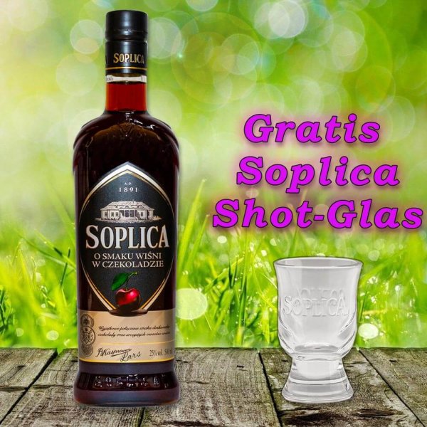 Soplica mit Kirsche in Schokolade Likör 25% Vol. 500ml + 1 Glas Gratis