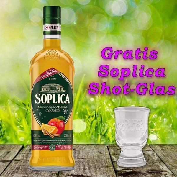 Soplica Orange-Apfel-Zimt pomerancza-jablko-cynamon 28% vol. 500ml + 1 Glas Gratis