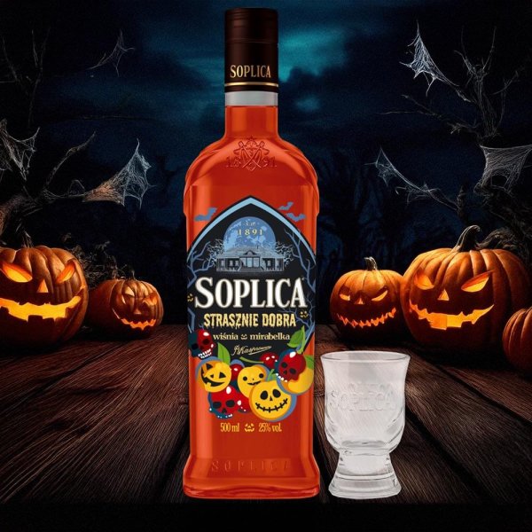 Soplica Halloween Edition Kirsch-Mirabelle Wisnia-Mirabelka 25%vol. 500ml +1 Glas Gratis