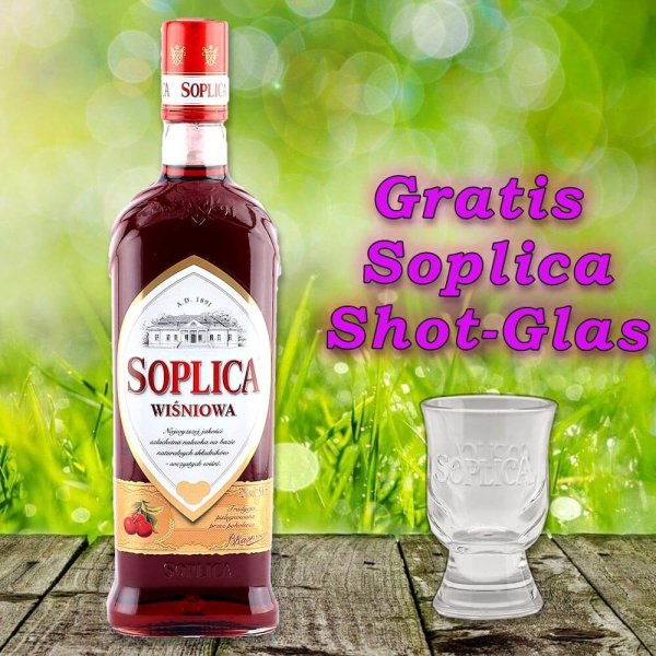 Soplica Kirsche Likör Wisniowa 28% vol. 500ml + 1 Glas Gratis